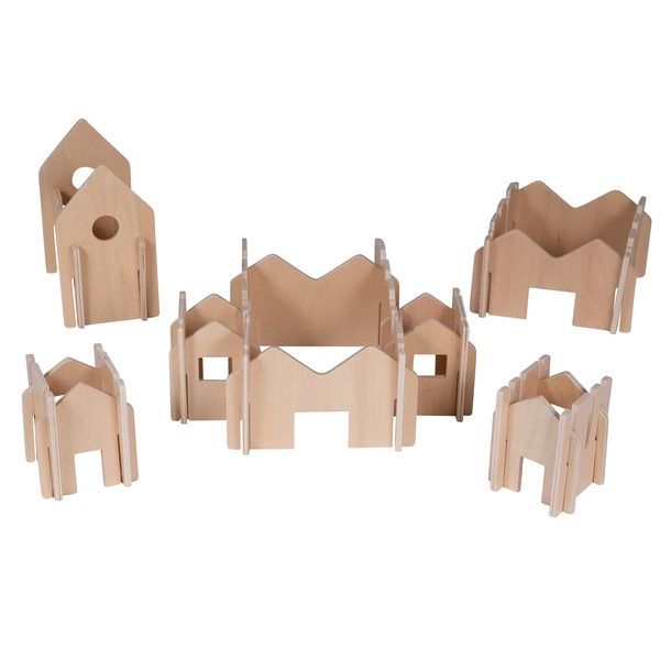 The Freckled Frog The Happy Architect, Wooden Building Set, Natural, 28 Pieces FF410